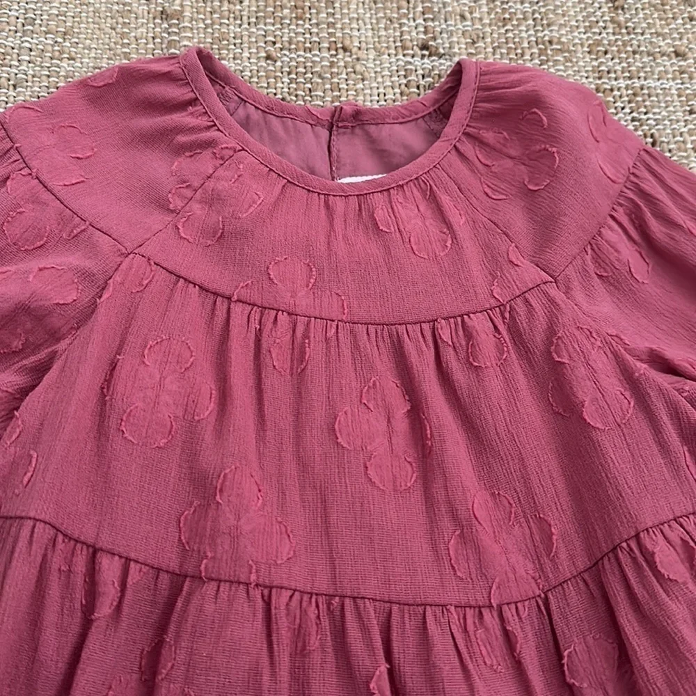 Zara Textured Raspberry Pink Tiered Ruffle Dress 12-18 Months